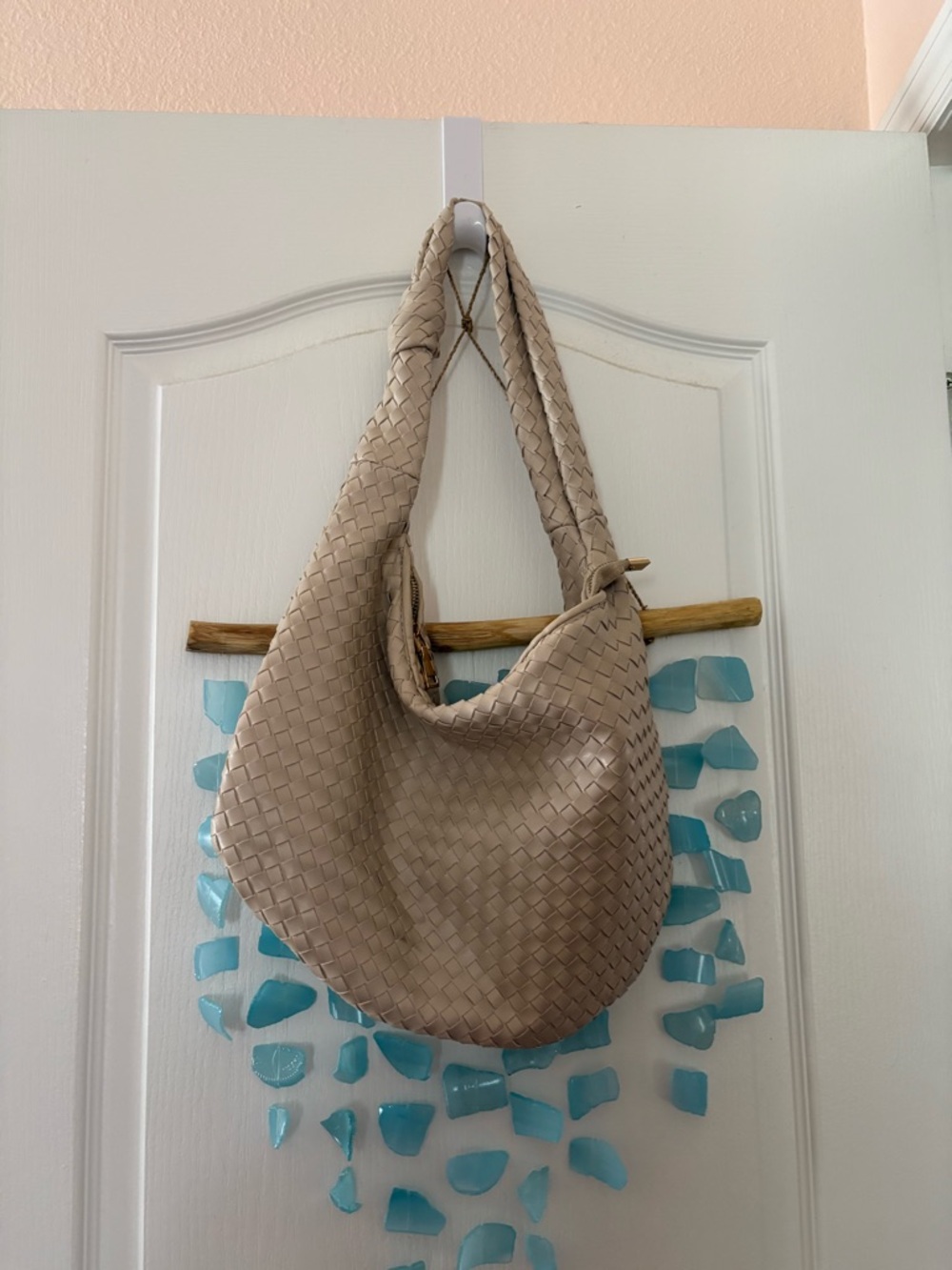 Anthropologie Woven Hobo Bag in Light Taupe